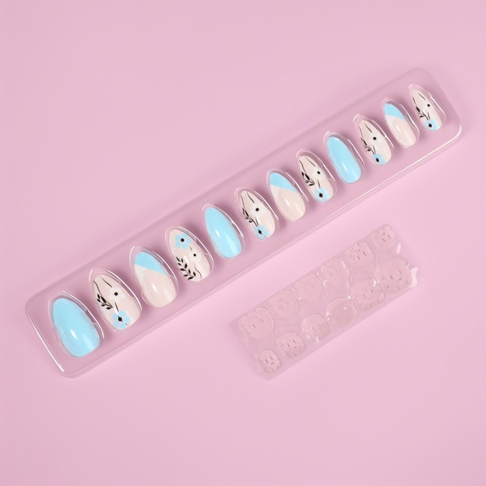 Накладные ногти &laquo;Нежная весна&raquo;, 12 шт, с клеевыми пластинами, форма миндаль, разноцветные