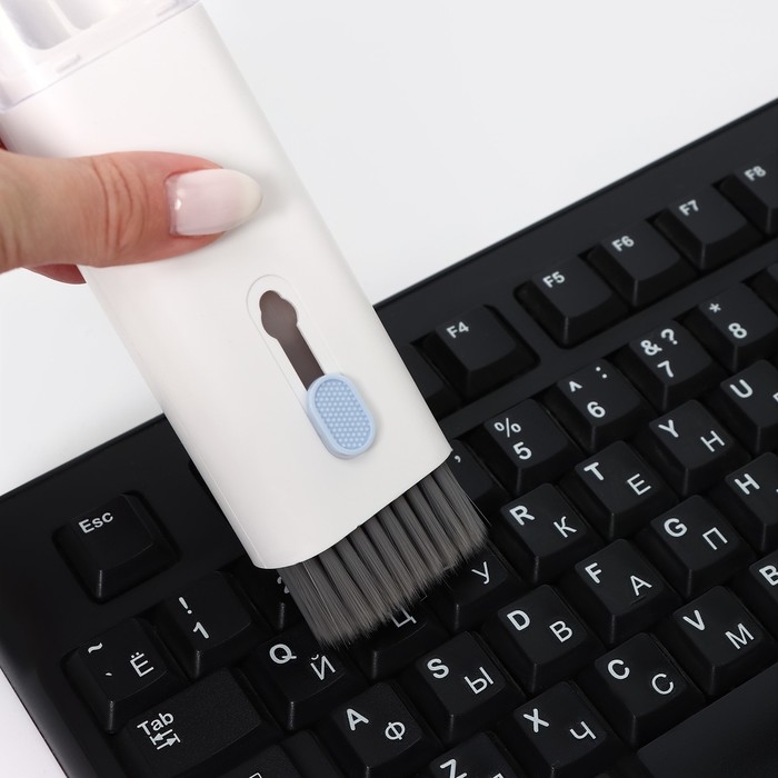 Мультифункциональный набор для чистки узких мест с распылителем и зажимом для клавиш Raccoon, цвет белый Мультифункциональный набор для чистки узких мест с распылителем и зажимом для клавиш Raccoon, цвет белый