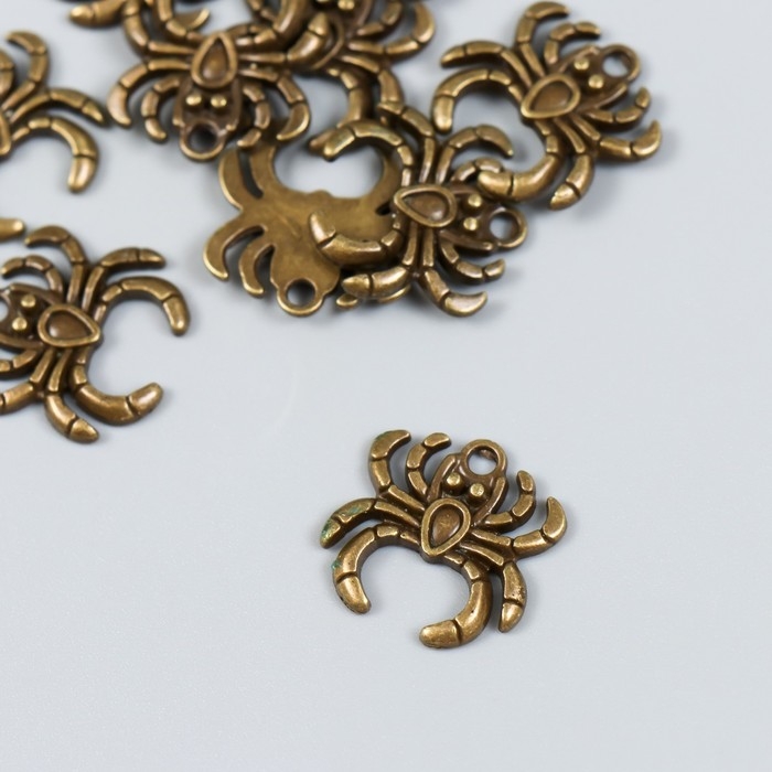 Декор для творчества металл Декор для творчества металл "Паук" набор 10 шт бронза 1,8х1,8 см