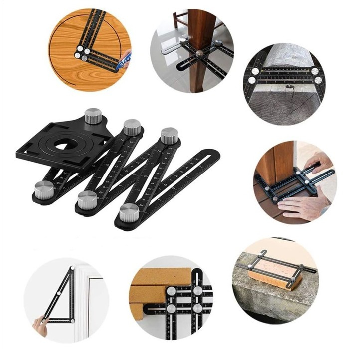 Складная линейка ТУНДРА, для позиционирования отверстий при сверлении, 6 углов, 25-45-60 Складная линейка ТУНДРА, для позиционирования отверстий при сверлении, 6 углов, 25-45-60