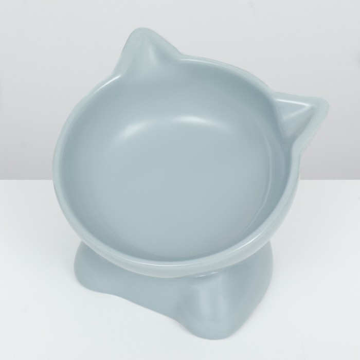 Миска керамическая  Миска керамическая "Киса" на подставке-лапках 200 мл  13 х 12 х 8 см, серая