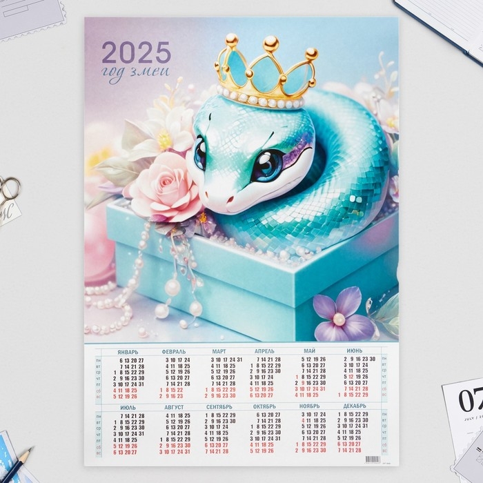 Календарь листовой А1 Календарь листовой А1 "Символ года -2" 2025 год, 59 х 84 см