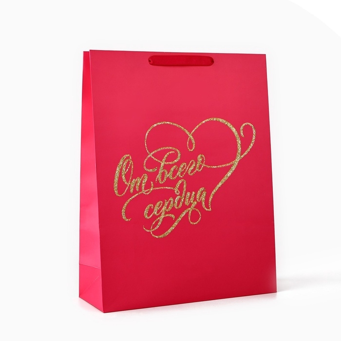 Пакет ламинированный вертикальный «От всего сердца», глиттер, L 31 х 40 х 11.5 см Пакет ламинированный вертикальный «От всего сердца», глиттер, L 31 х 40 х 11.5 см