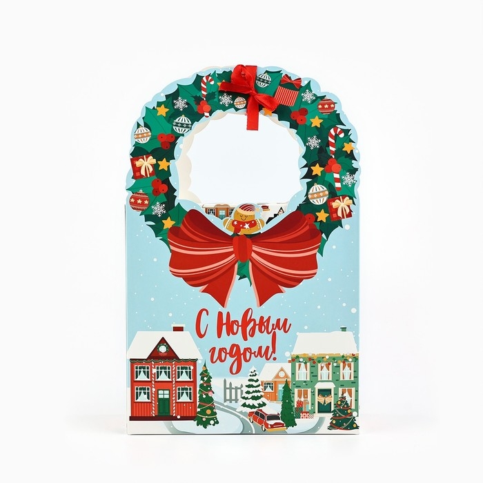 Коробка новогодняя складная «Новогодний город» 18.4 х 30.4 х 7.3 см, Новый год Коробка новогодняя складная «Новогодний город» 18.4 х 30.4 х 7.3 см, Новый год