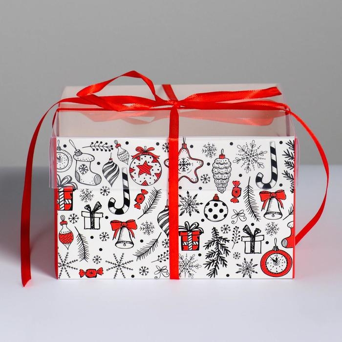 Коробка для капкейка «Время добрых подарков», 16 х 16 х 10 см, Новый год Коробка для капкейка «Время добрых подарков», 16 х 16 х 10 см, Новый год