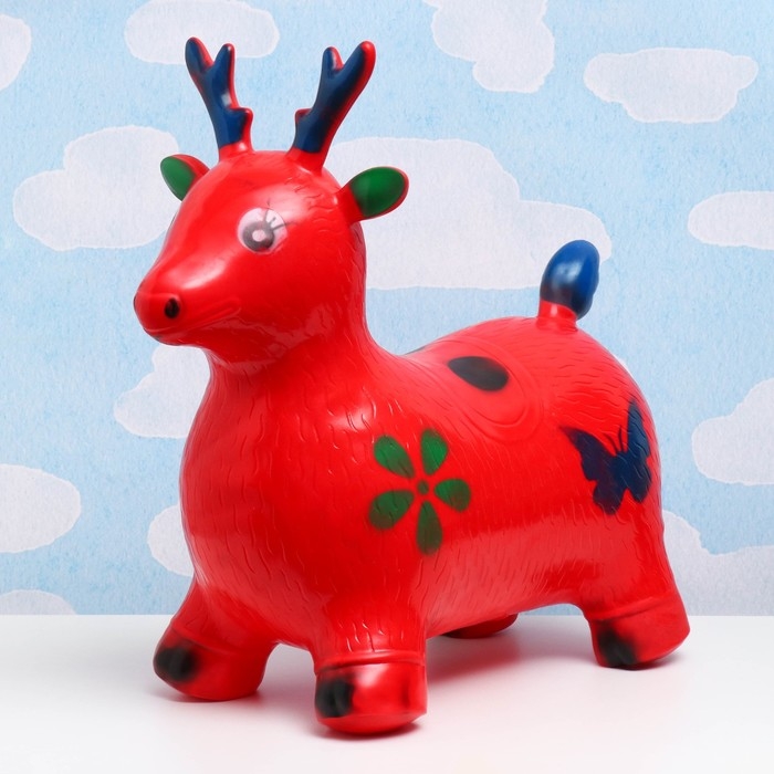 Игрушка - прыгун детская Игрушка - прыгун детская "Олень" резиновая надувная, 50х27см, красный