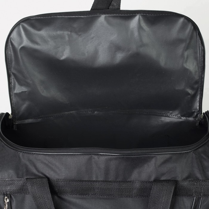 Сумка дорожная, 3 отдела на молниях, наружный карман, длинный ремень, цвет чёрный Сумка дорожная, 3 отдела на молниях, наружный карман, длинный ремень, цвет чёрный