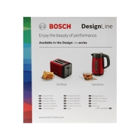 Тостер Bosch TAT4P424, 970 Вт, 6 режимов прожарки, 2 тоста, красно-чёрный