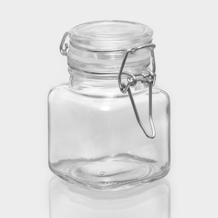 Банка стеклянная для хранения сыпучих продуктов Доляна «Квадрат», 110 мл, 5,5×8 см, с бугельным замком Банка стеклянная для хранения сыпучих продуктов Доляна «Квадрат», 110 мл, 5,5×8 см, с бугельным замком