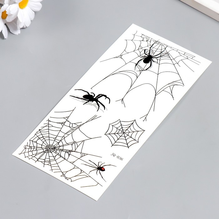 Татуировка на тело чёрная Татуировка на тело чёрная "Пауки и паутины" МИКС 10х21 см