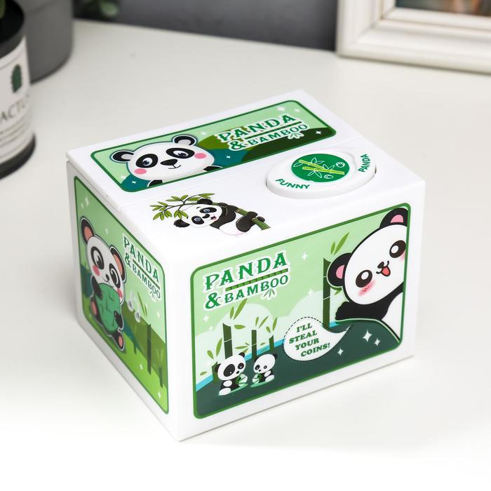 Копилка пластик Копилка пластик "Панда прячет монетки" 9х12х10 см