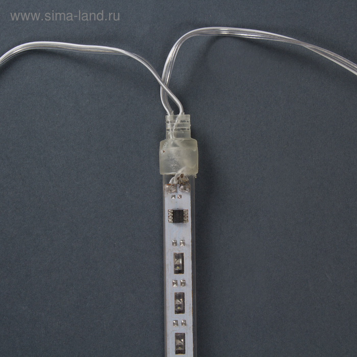 Гирлянда «Сосульки» 2.4 × 0.2 м, IP44, прозрачная нить, 96 LED, свечение белое с эффектом стекания, 12 В