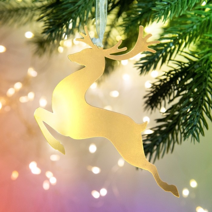 Ёлочная игрушка новогодняя «Олень», на Новый год, 9.8 х 8.8 см. Ёлочная игрушка новогодняя «Олень», на Новый год, 9.8 х 8.8 см.