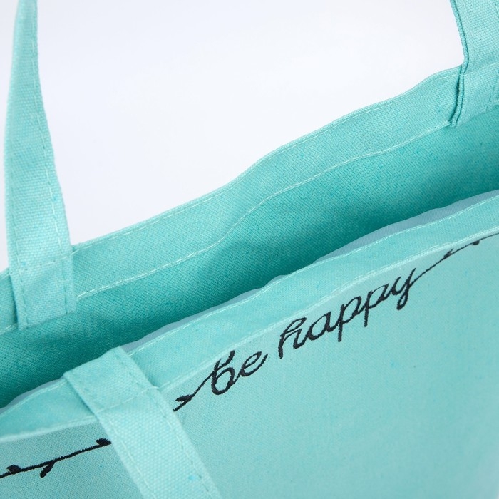 Шопер детский для девочки Be happy, 35 х 0,5 х 40 см, вышивка, бирюзовый Шопер детский для девочки Be happy, 35 х 0,5 х 40 см, вышивка, бирюзовый