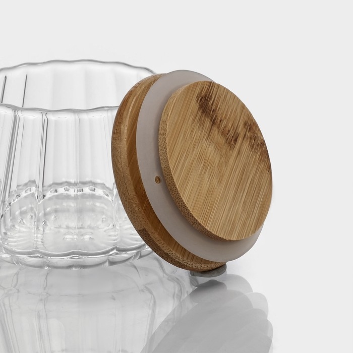 Банки стеклянные для хранения сыпучих продуктов BellaTenero «Эко», 3 предмета, 14×22,5 см, с бамбуковой крышкой