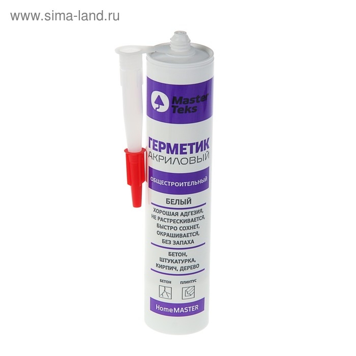 Герметик акриловый MasterTeks Homemaster, общестроительный, 260 мл, белый