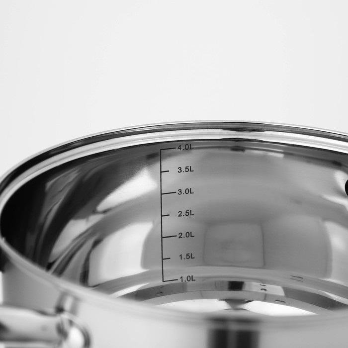 Набор кастрюль из нержавеющей стали Доляна «Гретте», 4 предмета: 1,5 л, 2 л, 3 л, 4 л, d=16/18/20/22 см, крышки, индукция Набор кастрюль из нержавеющей стали Доляна «Гретте», 4 предмета: 1,5 л, 2 л, 3 л, 4 л, d=16/18/20/22 см, крышки, индукция