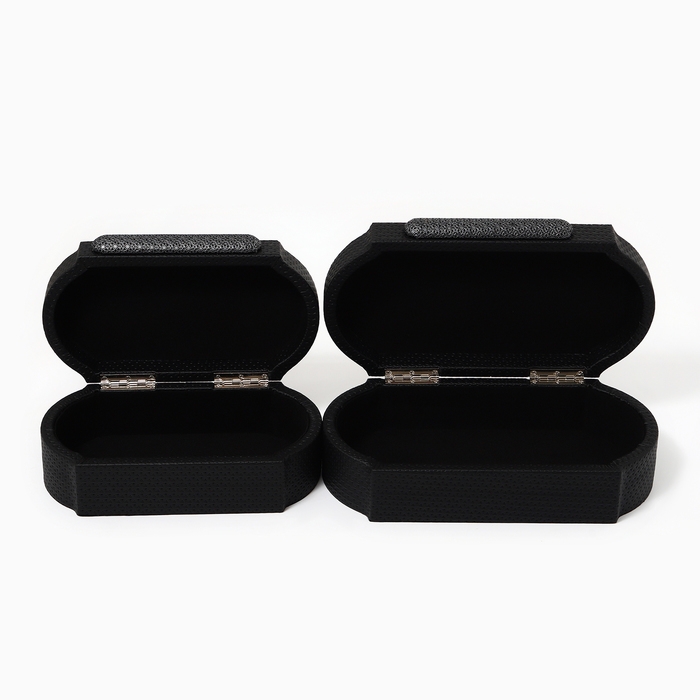 Шкатулка для украшений «Чёрный узор» экокожа, набор 2 шт. Шкатулка для украшений «Чёрный узор» экокожа, набор 2 шт.