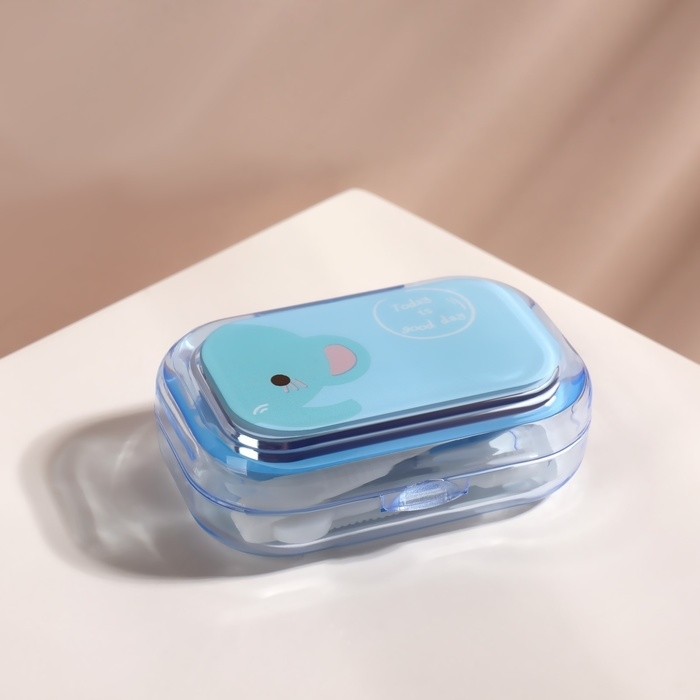 Набор для контактных линз, в футляре с зеркалом, 4 предмета, цвет МИКС Набор для контактных линз, в футляре с зеркалом, 4 предмета, цвет МИКС