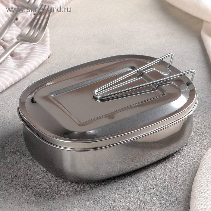 Контейнер для еды из нержавеющей стали с держателем, 17×13,5 см