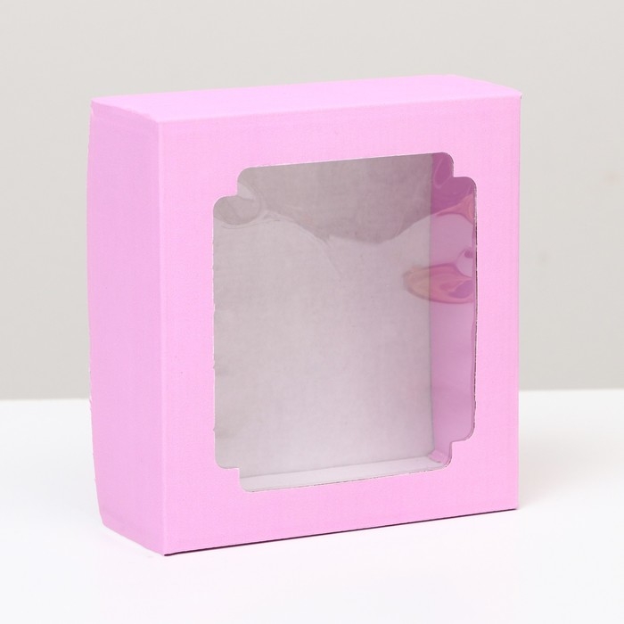 Коробка сборная, крышка-дно, с окном, сиреневая, 14,5 х 14,5 х 6 см Коробка сборная, крышка-дно, с окном, сиреневая, 14,5 х 14,5 х 6 см