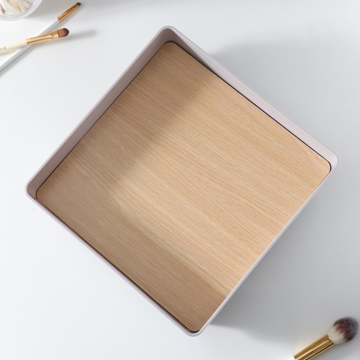 Подставка для мелочей пластик Подставка для мелочей пластик "Квадрат" серая 24,8х24,8х7,2 см