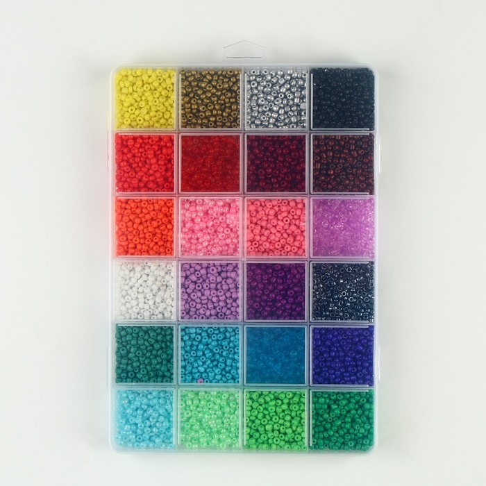 Набор для создания украшений, 24 цвета, размер 1 штуки: 3 мм., леска, ножницы, фурнитура Набор для создания украшений, 24 цвета, размер 1 штуки: 3 мм., леска, ножницы, фурнитура