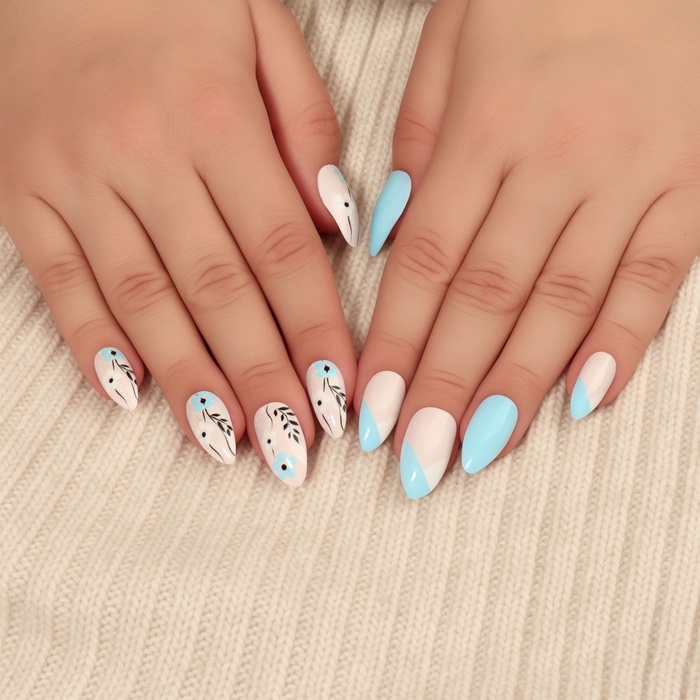 Накладные ногти &laquo;Нежная весна&raquo;, 12 шт, с клеевыми пластинами, форма миндаль, разноцветные