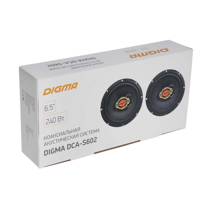Колонки автомобильные Digma DCA-S602, 240 Вт, 86 дБ, 4 Ом, 16.5 см, комплект 2 шт, без решетки Колонки автомобильные Digma DCA-S602, 240 Вт, 86 дБ, 4 Ом, 16.5 см, комплект 2 шт, без решетки