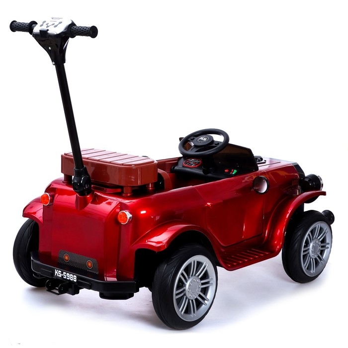 Электромобиль «Ретро», с подставкой для родителя, цвет красный глянец Электромобиль «Ретро», с подставкой для родителя, цвет красный глянец