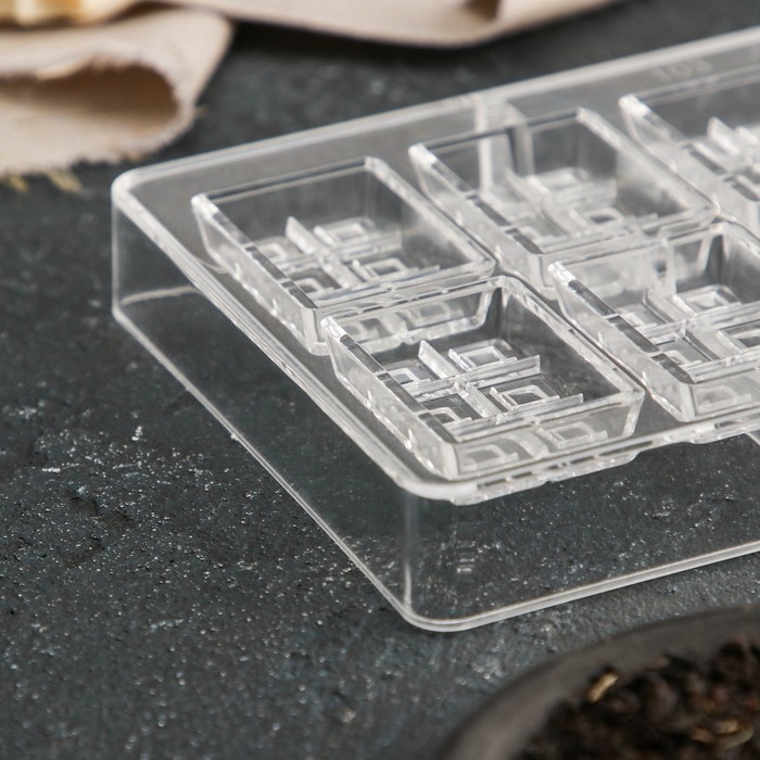 Форма для конфет и шоколада «Таволетта», 20×12×2,5 см, 10 ячеек 4,2×2,8×0,8 см, цвет прозрачный Форма для конфет и шоколада «Таволетта», 20×12×2,5 см, 10 ячеек 4,2×2,8×0,8 см, цвет прозрачный