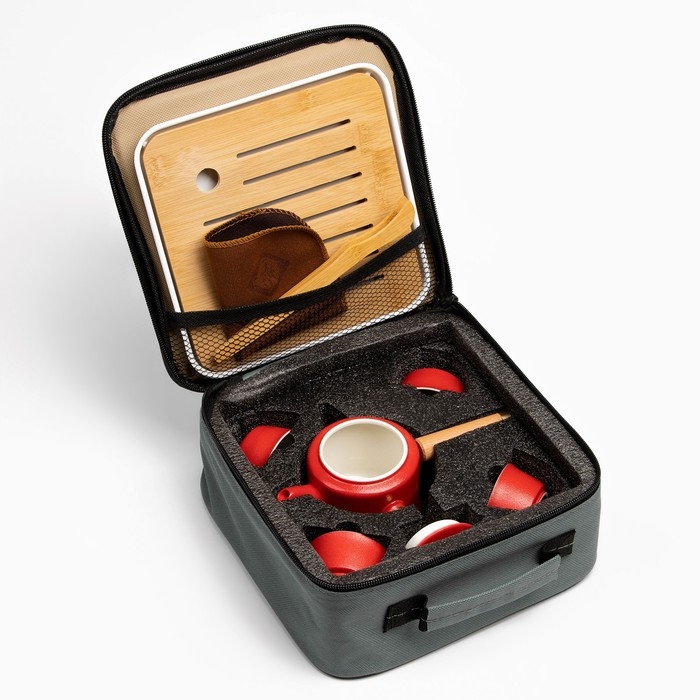 Набор для чайной церемонии 9 предметов, на 4 персоны, чашка 40 мл, чайник 250 мл, красный