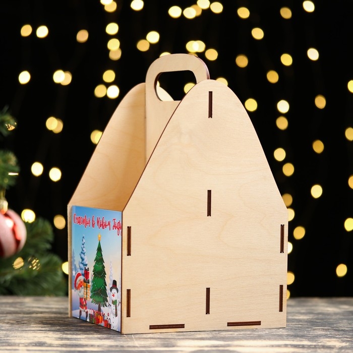 Ящик под пиво  Ящик под пиво "Счастья в Новом году!" темный фон