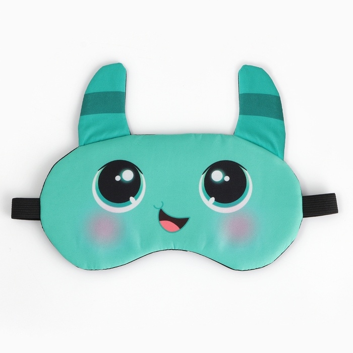 Маска для сна с ушками «Монстрик», 19.3 х 15 см, цвет бирюзовый Маска для сна с ушками «Монстрик», 19.3 х 15 см, цвет бирюзовый