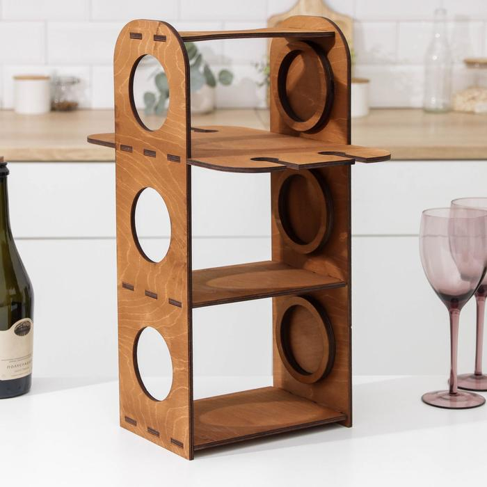 Подставка-минибар под 3 бутылки и 4 бокала, 35×23×48 см Подставка-минибар под 3 бутылки и 4 бокала, 35×23×48 см