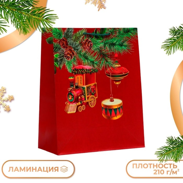 Новый год. Пакет подарочный  Новый год. Пакет подарочный "Паровоз", 26 х 32 х 12 см.
