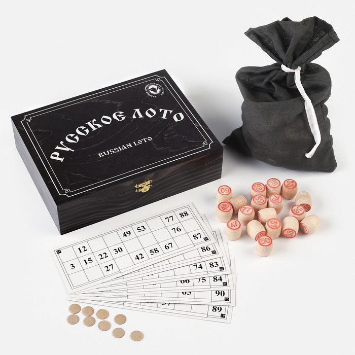 Русское лото, деревянное, настольная игра, с бочонками Русское лото, деревянное, настольная игра, с бочонками