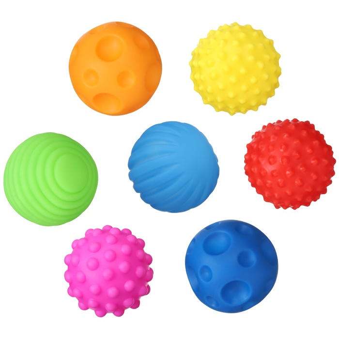 Набор развивающих тактильных мячиков «Цветочек», с пищалкой, 7 шт, Крошка Я Набор развивающих тактильных мячиков «Цветочек», с пищалкой, 7 шт, Крошка Я