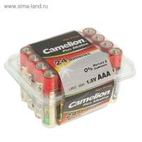 Батарейка алкалиновая Camelion Plus Alkaline, AAA, LR03-24BOX (LR03-PB24), 1.5В, набор 24 шт.