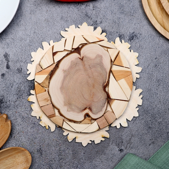 Подставка под горячее «Букет ромашек», D=20 см, можжевельник Подставка под горячее «Букет ромашек», D=20 см, можжевельник