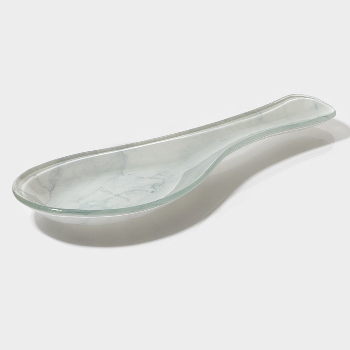 Подставка стеклянная под ложку Доляна «Марбл белый», 23,5×8,3×1,5 см Подставка стеклянная под ложку Доляна «Марбл белый», 23,5×8,3×1,5 см