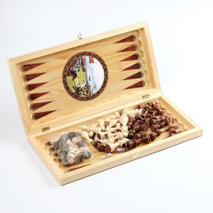 Настольные игры 3в1 Настольные игры 3в1 "Куликовская битва": шахматы, шашки, нарды, деревянные, большие, 50х50см