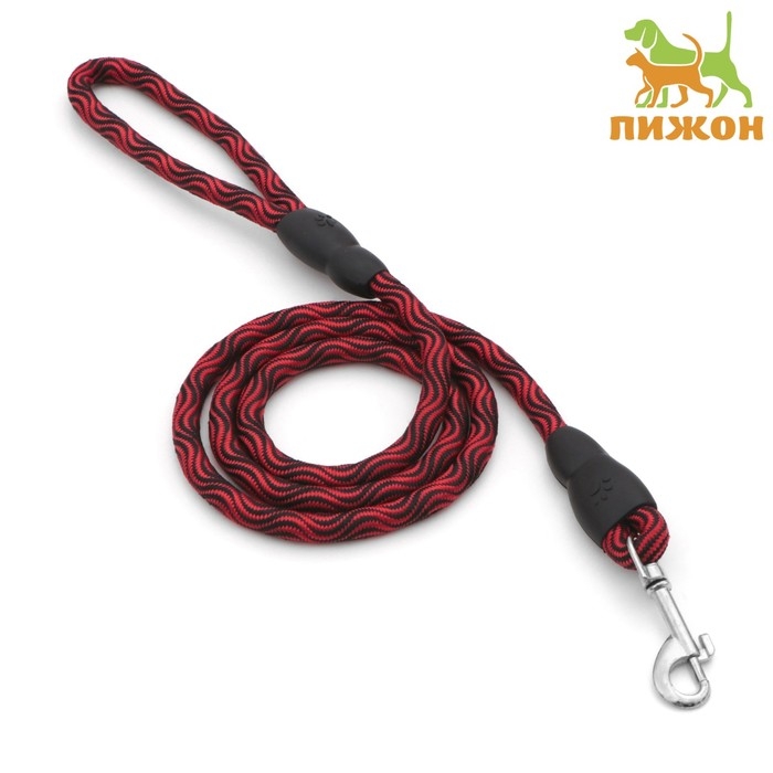 Поводок круглый Поводок круглый "Волна", 120 х 1 см, красно-чёрный