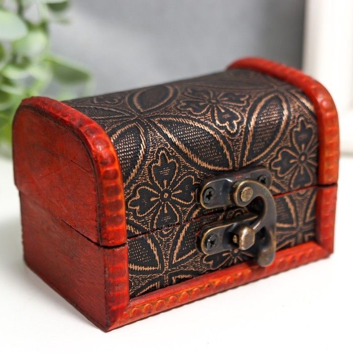 Шкатулка сундучок дерево  Шкатулка сундучок дерево "Цветы в круге" 7,5х9,8х8,5 см