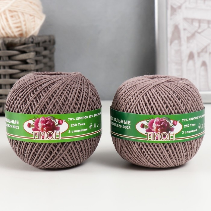 Нитки вязальные Нитки вязальные "Пион" 200м/50гр 70% хлопок, 30% вискоза цвет 4303 МИКС