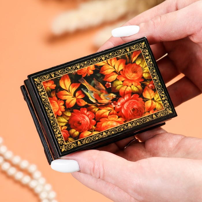 Шкатулка «Птица в пионах», 6×9 см, лаковая миниатюра Шкатулка «Птица в пионах», 6×9 см, лаковая миниатюра