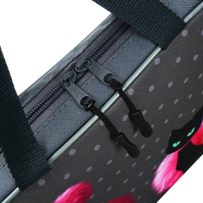 Папка с ручками текстильная А4, 370 х 280 х 60 мм, Stavia Папка с ручками текстильная А4, 370 х 280 х 60 мм, Stavia "Чёрная кошка" розовый