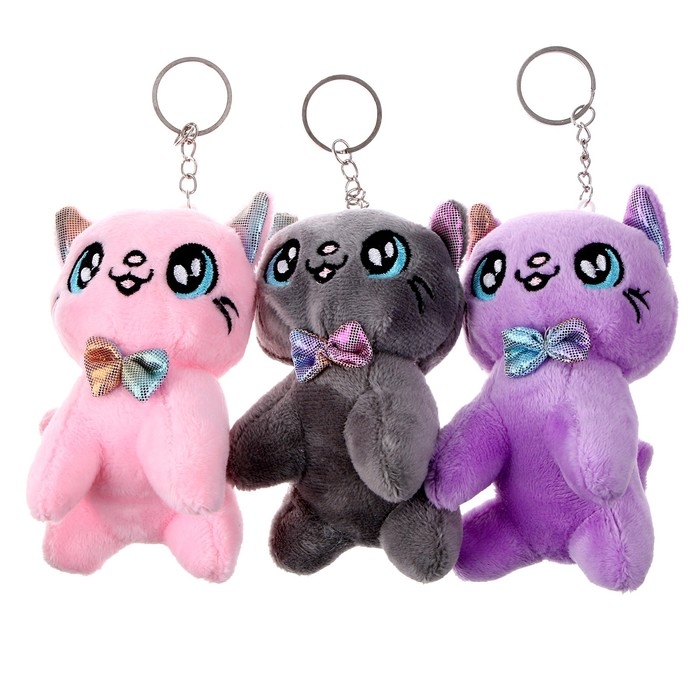 Мягкая игрушка &laquo;Кот с бабочкой&raquo;, на брелоке, 10 см, цвета МИКС