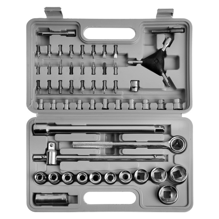 Набор инструментов в кейсе ТУНДРА, автомобильный, 1/2 Набор инструментов в кейсе ТУНДРА, автомобильный, 1/2" и 1/4", 54 предмета