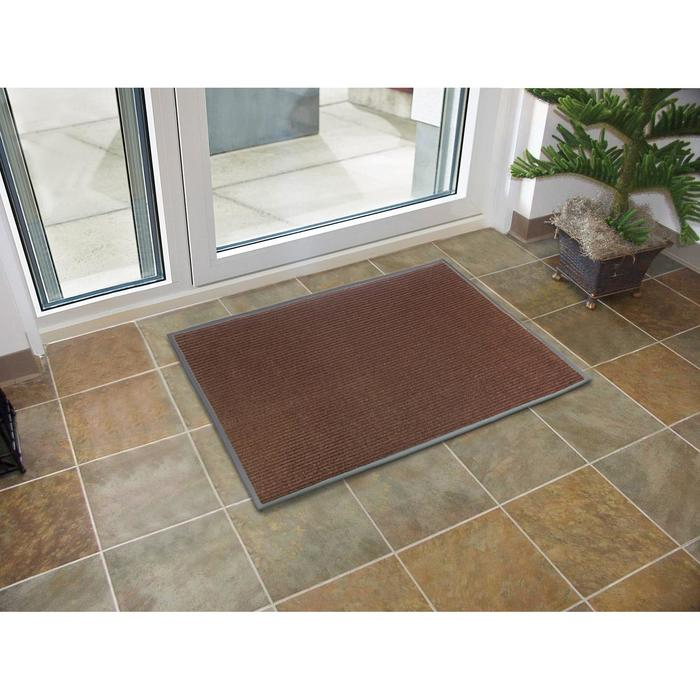 Коврик придверный влаговпитывающий, ребристый, «Стандарт», 90×120 см, цвет коричневый Коврик придверный влаговпитывающий, ребристый, «Стандарт», 90×120 см, цвет коричневый
